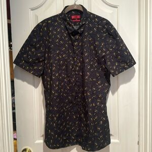 Hugo Boss 🔥Sale🔥extra slim fit we black shirt with blue and yellow